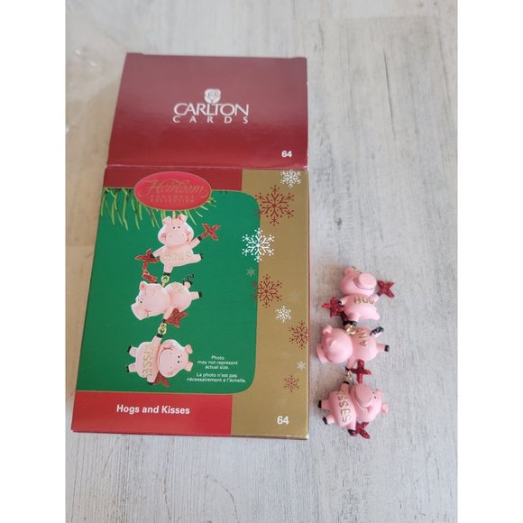 Carlton Cards Hogs Kisses ornament pig piglets Xmas - Picture 1 of 7